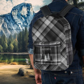 Sac À Dos Imprimé Black Plaid Pine Forest Backpack