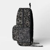 Sac À Dos Imprimé Black Roses Motif Noir et Blanc (Droite)