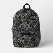 Sac À Dos Imprimé Black Roses Motif Noir et Blanc (Recto)