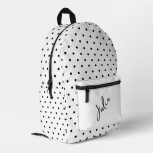 Sac À Dos Imprimé Blanc avec Pois noirs Personnalisé