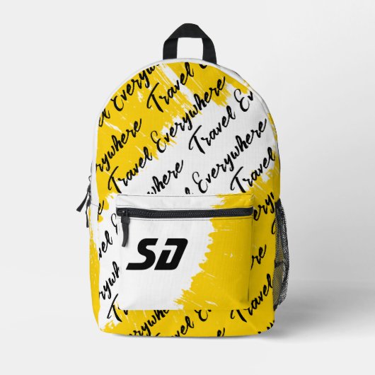 Sac À Dos Imprimé Blanc brossé jaune noir avec initiales (Recto)