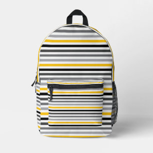 Sac À Dos Imprimé Blanc, Gris et Jaune Rayé