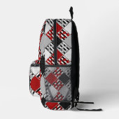 Sac À Dos Imprimé Blanc noir avec patchwork rétro rouge (Droite)