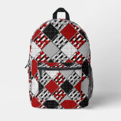 Sac À Dos Imprimé Blanc noir avec patchwork rétro rouge (Recto)