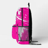 Sac À Dos Imprimé Blanc Rose Noir Brossés avec Initiales (Droite)