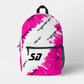 Sac À Dos Imprimé Blanc Rose Noir Brossés avec Initiales (Recto)