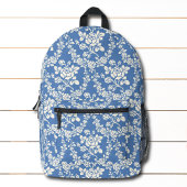 Sac À Dos Imprimé Bleu Blanc Floral Motif Botanique Chic