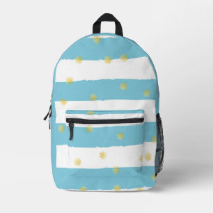 Sac À Dos Imprimé Bleu Bleu et points mignons avec le nom imprimé