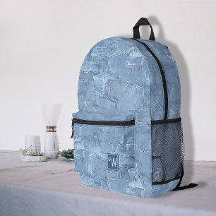 Sac À Dos Imprimé Bleu clair tendance Jean Faux Effet Monogramme