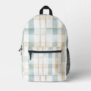 Sac À Dos Imprimé Bleu crème blanc à carreaux rayures plage côtière
