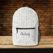 Sac À Dos Imprimé Bleu Cute Bleu Vertical Stripes Nom du monogramme