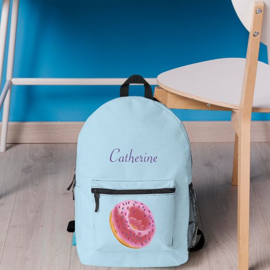 Sac À Dos Imprimé Bleu de Donut rose