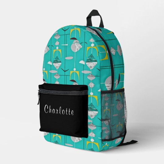 Sac À Dos Imprimé Bleu Jaune Blanc Noir Mid Century Moderne (Coin arrière droit)