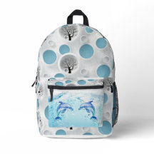 bleu mignon dauphin abstrait murale moderne