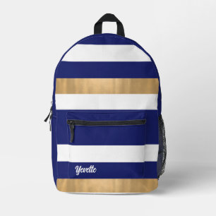 Sac À Dos Imprimé Bleu moderne blanc et or gras rayé