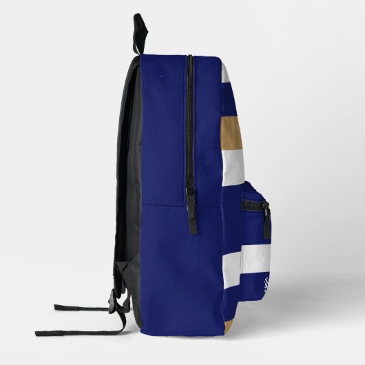 Sac À Dos Imprimé Bleu moderne blanc et or gras rayé (Gauche)