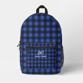 Sac À Dos Imprimé Bleu Monogramme Buffalo Plaid (Recto)