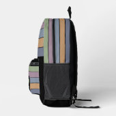 Sac À Dos Imprimé Bleu pourpre vert moutarde jaune noir rayures (Droite)