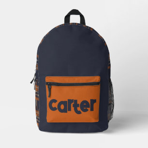 Sac À Dos Imprimé Bleu rustique d'hiver orange carreaux
