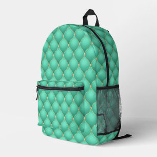 Sac à dos imprimé bleu sarcelle à touffes dorées