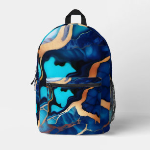 Sac À Dos Imprimé Bleu tendance en or faux marbre