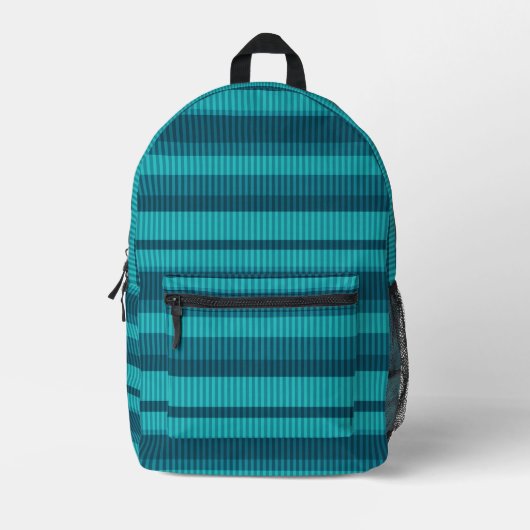 Sac À Dos Imprimé bleu turquoise nuances rayées motif vertical (Recto)