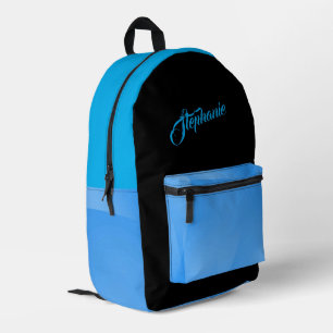 Sac À Dos Imprimé Bleu Turquoise Solide avec nom
