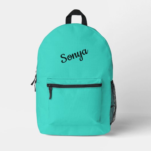 Sac À Dos Imprimé Bleu Turquoise Solide avec nom (Recto)