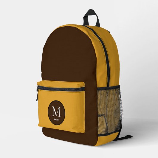 Sac À Dos Imprimé Bloc de couleur Brown et jaune (Coin arrière droit)