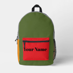 Sac À Dos Imprimé Bloc de couleur rétro nom personnalisé