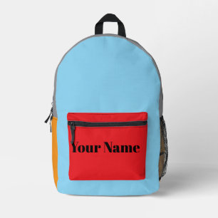 Sac À Dos Imprimé Bloc de couleurs rétro avec nom personnalisé