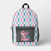 Sac À Dos Imprimé Blocs de sirène motif nom rose (Recto)