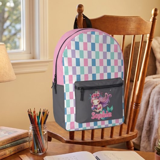 Sac À Dos Imprimé Blocs de sirène motif nom rose