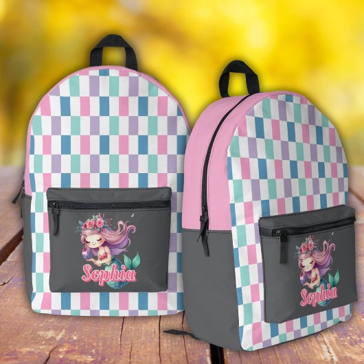 Sac À Dos Imprimé Blocs de sirène motif nom rose