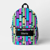 Sac À Dos Imprimé Blocs Rétro de Couleurs Vives (Recto)