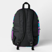Sac À Dos Imprimé Blocs Rétro de Couleurs Vives (Verso)