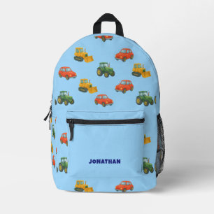 Sac À Dos Imprimé Blue Cute Aquarelle Petit Garçon Véhicules Motif