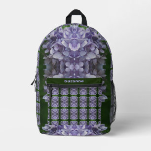 Sac À Dos Imprimé Blue Hydrangea Petals Abstrait Personnalisé