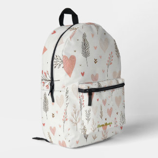 Sac À Dos Imprimé Blush Hearts & Botanical Seamless Pattern