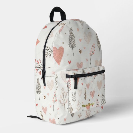 Sac À Dos Imprimé Blush Hearts & Botanical Seamless Pattern (Coin arrière gauche)