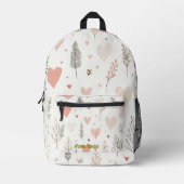 Sac À Dos Imprimé Blush Hearts & Botanical Seamless Pattern (Recto)