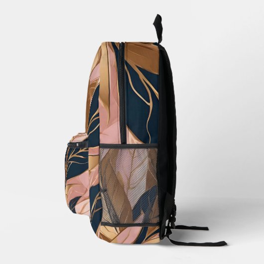Sac À Dos Imprimé Blush Pink Gold Modern Boho Collection Feuilles (Droite)