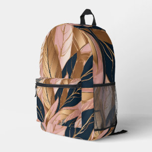 Sac À Dos Imprimé Blush Pink Gold Modern Boho Collection Feuilles