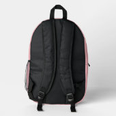 Sac À Dos Imprimé Blush Pink Mod Retro Stried Motif Nom personnalisé (Verso)