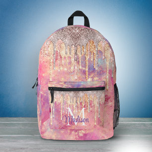Sac À Dos Imprimé Blush rose chic paillettes gouttes monogramme