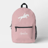 Sac À Dos Imprimé Blush Rose Moderne Équitation Équestre (Recto)