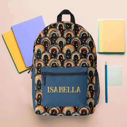 Sac À Dos Imprimé Boho foncé arc-en-ciel personnalisé