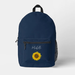 Sac À Dos Imprimé Boho Sunflower Elégante marine personnalisée bleu