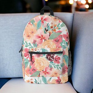 Sac À Dos Imprimé Boho ton de terre fleuri jaune vintage botanique