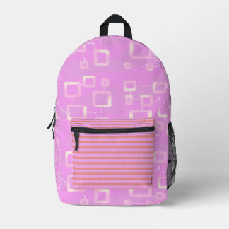 Sac À Dos Imprimé Boîtes de circuits futuristes sur rose géométrique